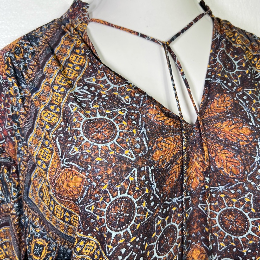 Free People Little Runaway Geometric Medallion Print Top Blouse Size S - Picture 3 of 5